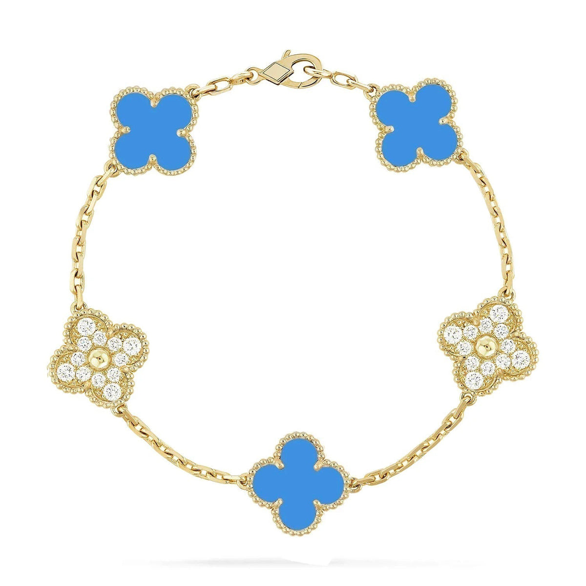[Select] CLOVER 5 MOTIF BLUE AGATE BRACELET COLLECTION