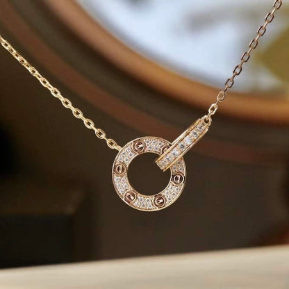 [Select]LOVE 7.6MM NECKLACE Select GOLD AND SILVER  FULL DIAMOND