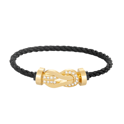 [Select]CHANCE LARGE 8 FIGURE BUCKLE HALF DIAMOND BRACELET GOLD