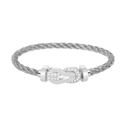 [Select]CHANCE LARGE 8 FIGURE BUCKLE HALF DIAMOND BRACELET SILVER