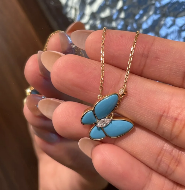 [Select]Turquoise Butterfly Gold Necklace