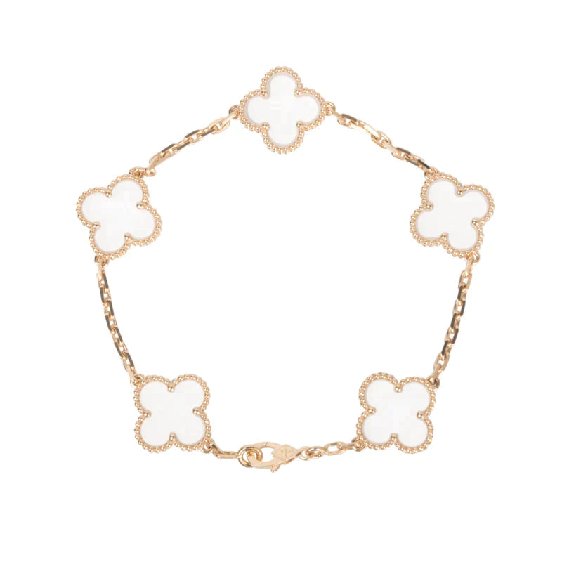 [Select]CLOVER 5 MOTIF ROCK CRYSTAL BRACELET
