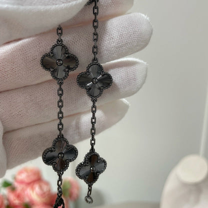 [Select]CLOVER 5 MOTIF BLACK BRACELET