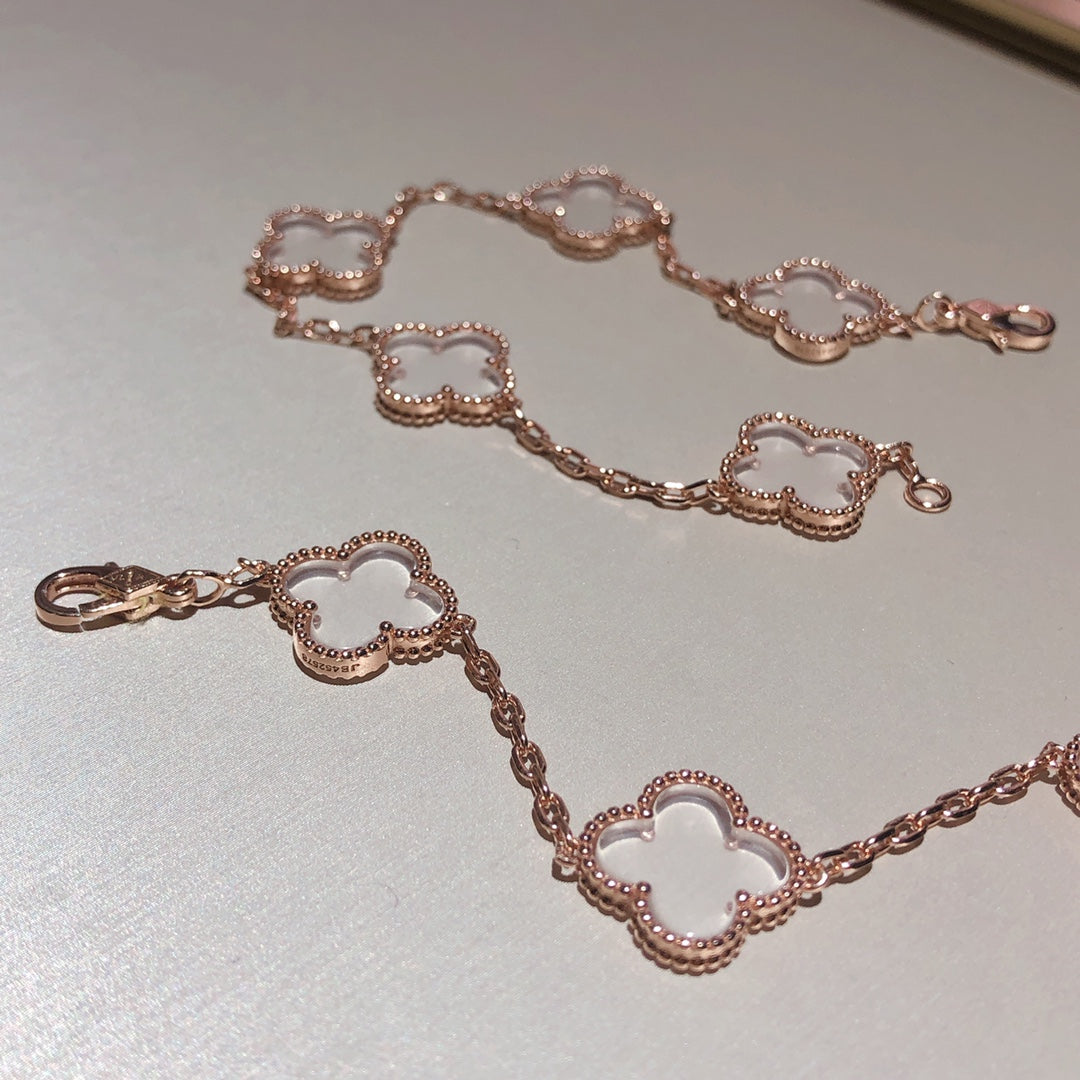 [Select]CLOVER 5 MOTIF ROCK CRYSTAL BRACELET