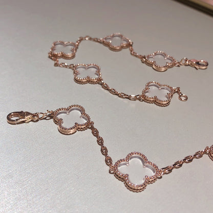 [Select]CLOVER 5 MOTIF ROCK CRYSTAL BRACELET