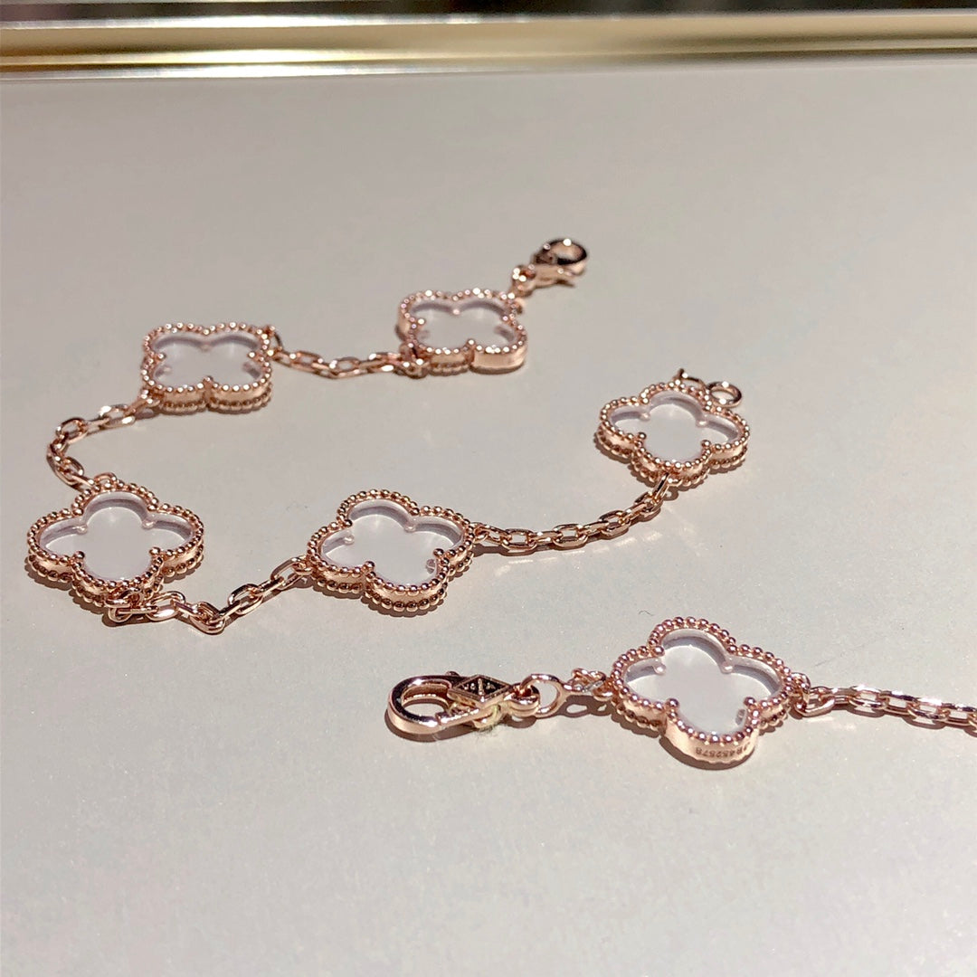 [Select]CLOVER 5 MOTIF ROCK CRYSTAL BRACELET