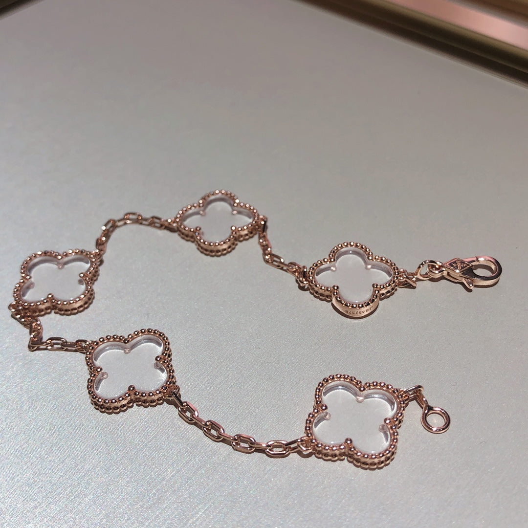 [Select]CLOVER 5 MOTIF ROCK CRYSTAL BRACELET