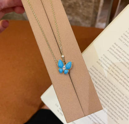 [Select]Turquoise Butterfly Gold Necklace
