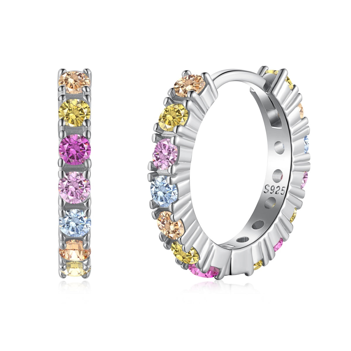[select Jewelry]Radiant Colorful Round Cut Earrings