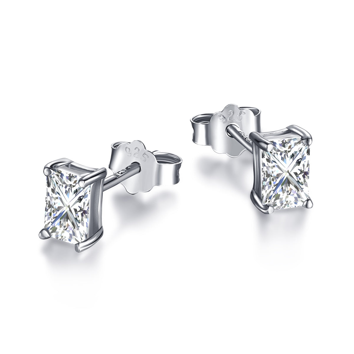 [select Jewelry]Stylish Shiny Rectangular Center Stone Stud Earrings