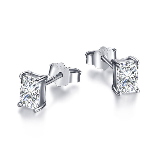[select Jewelry]Stylish Shiny Rectangular Center Stone Stud Earrings