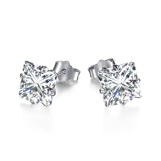 [select Jewelry]Stylish Shiny Square Center Stone Stud Earrings