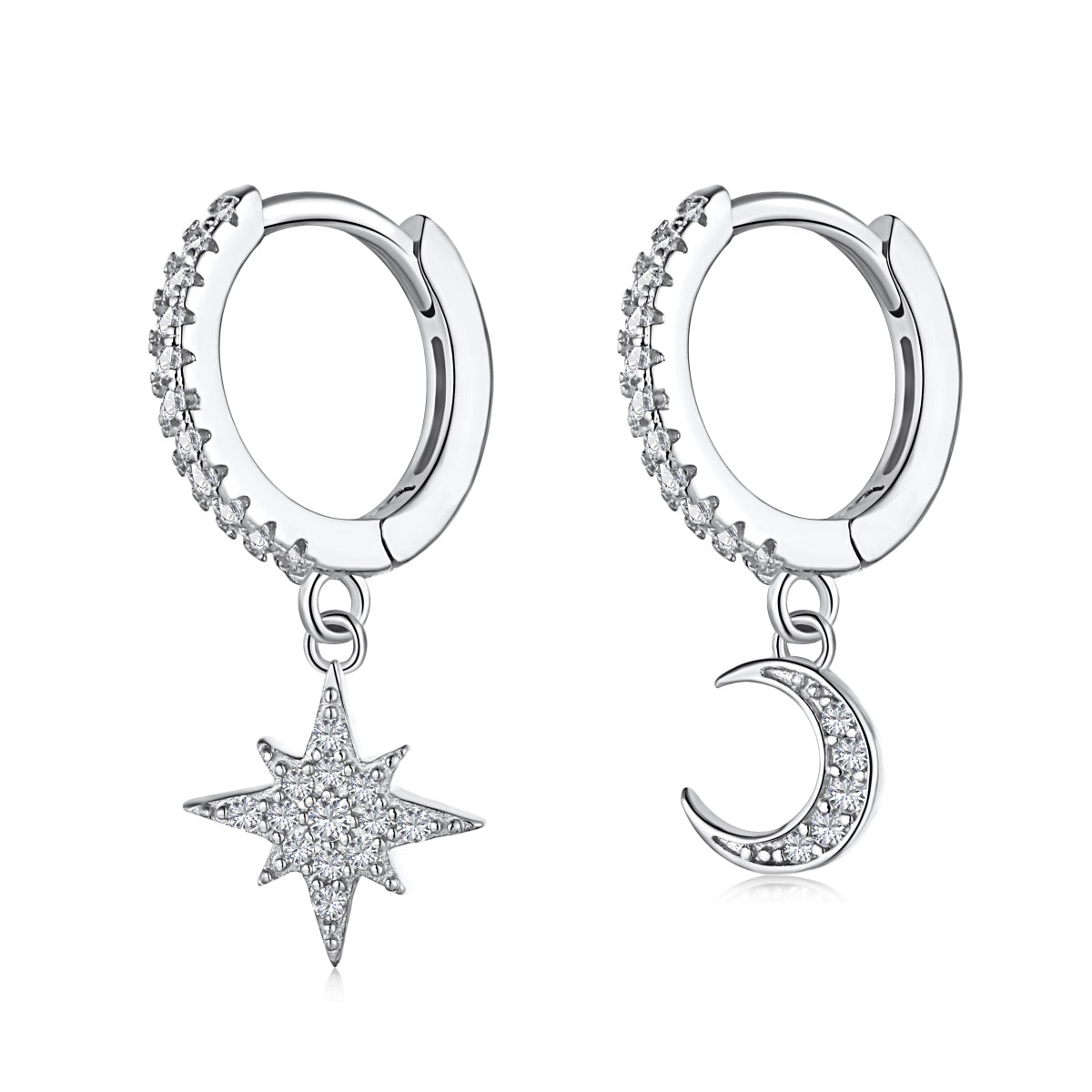 [select Jewelry]Star and Moon Asymmetric Earrings