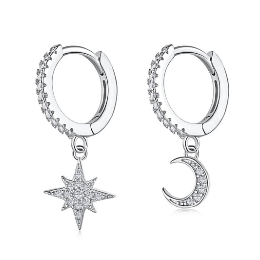 [select Jewelry]Star and Moon Asymmetric Earrings
