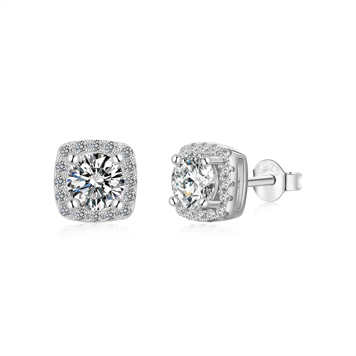 [select Jewelry]Classic Round Center Stone Stud Earrings