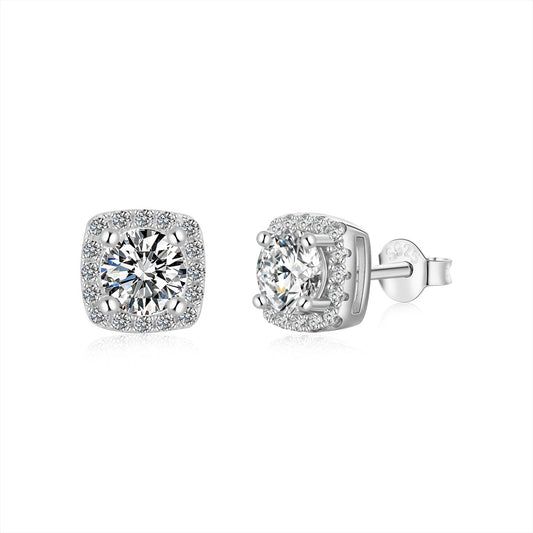 [select Jewelry]Classic Round Center Stone Stud Earrings