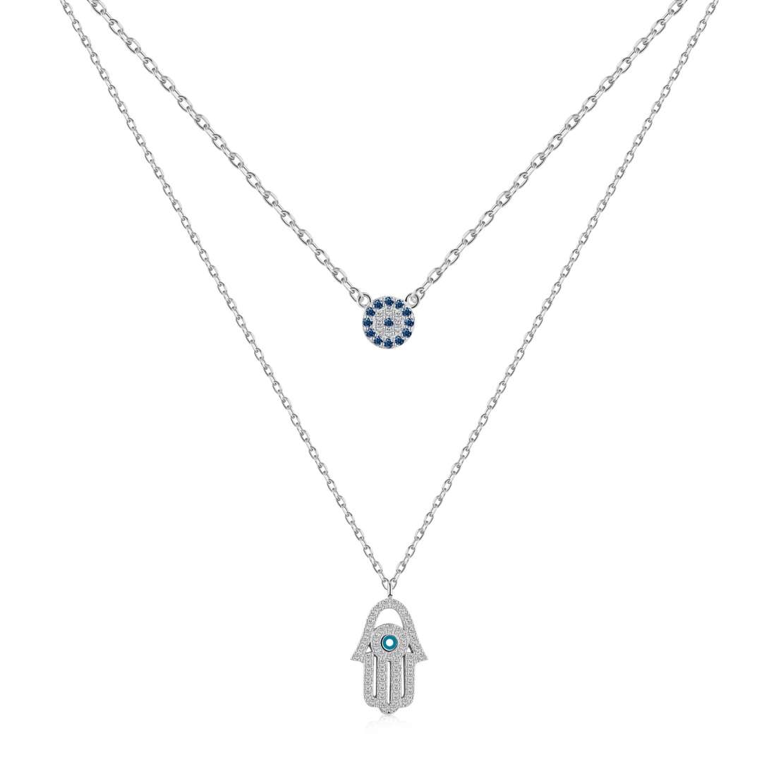[select Jewelry]Demon Eye Hamsa Palm Necklace