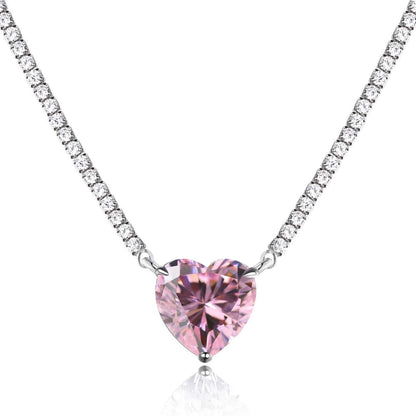 [select Jewelry]8.0 Carat Versatile Colorful Sweet Heart-Shaped Tennis Necklace