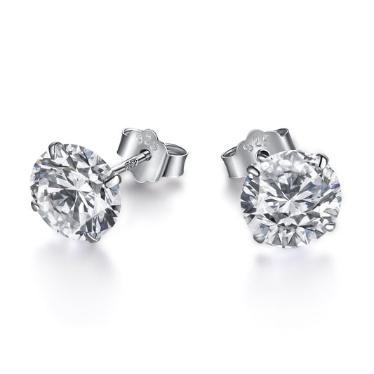 [select Jewelry]Stylish Shiny Round Center Stone Stud Earrings