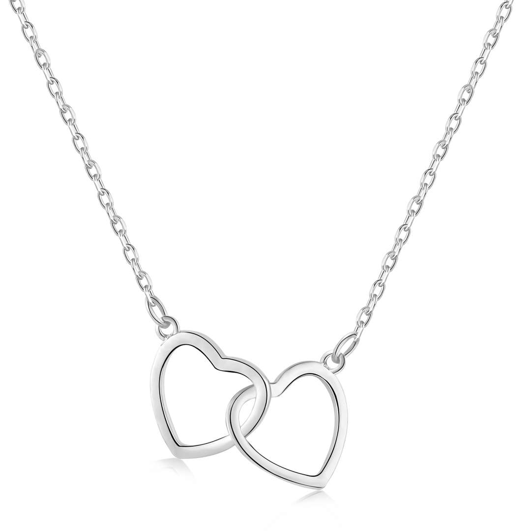 [select Jewelry]Sterling Silver Love Double Ring Necklace