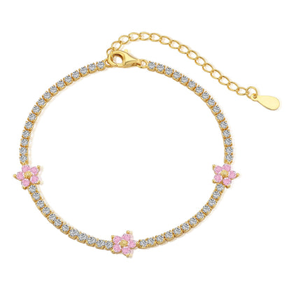 [select Jewelry]Sparkling Flower Shape Tennis Bracelet