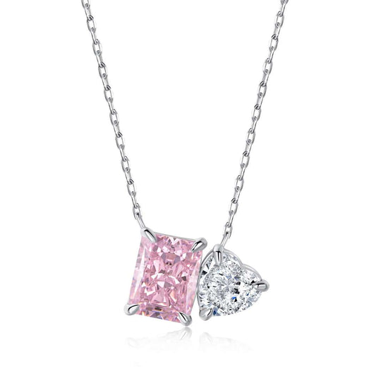 [select Jewelry]Dazzling Square & Heart Shape Necklace