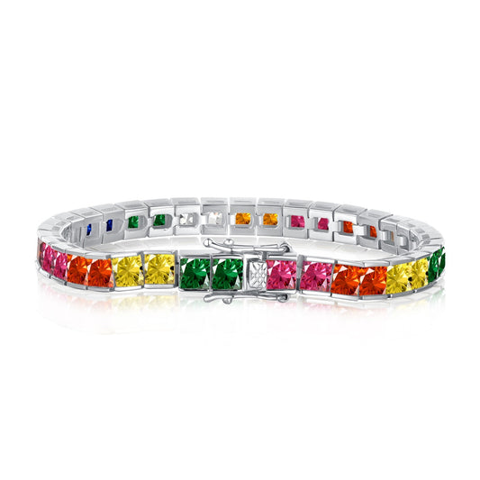 [select Jewelry]Radiant Colorful Princess Cut Tennis Bracelet