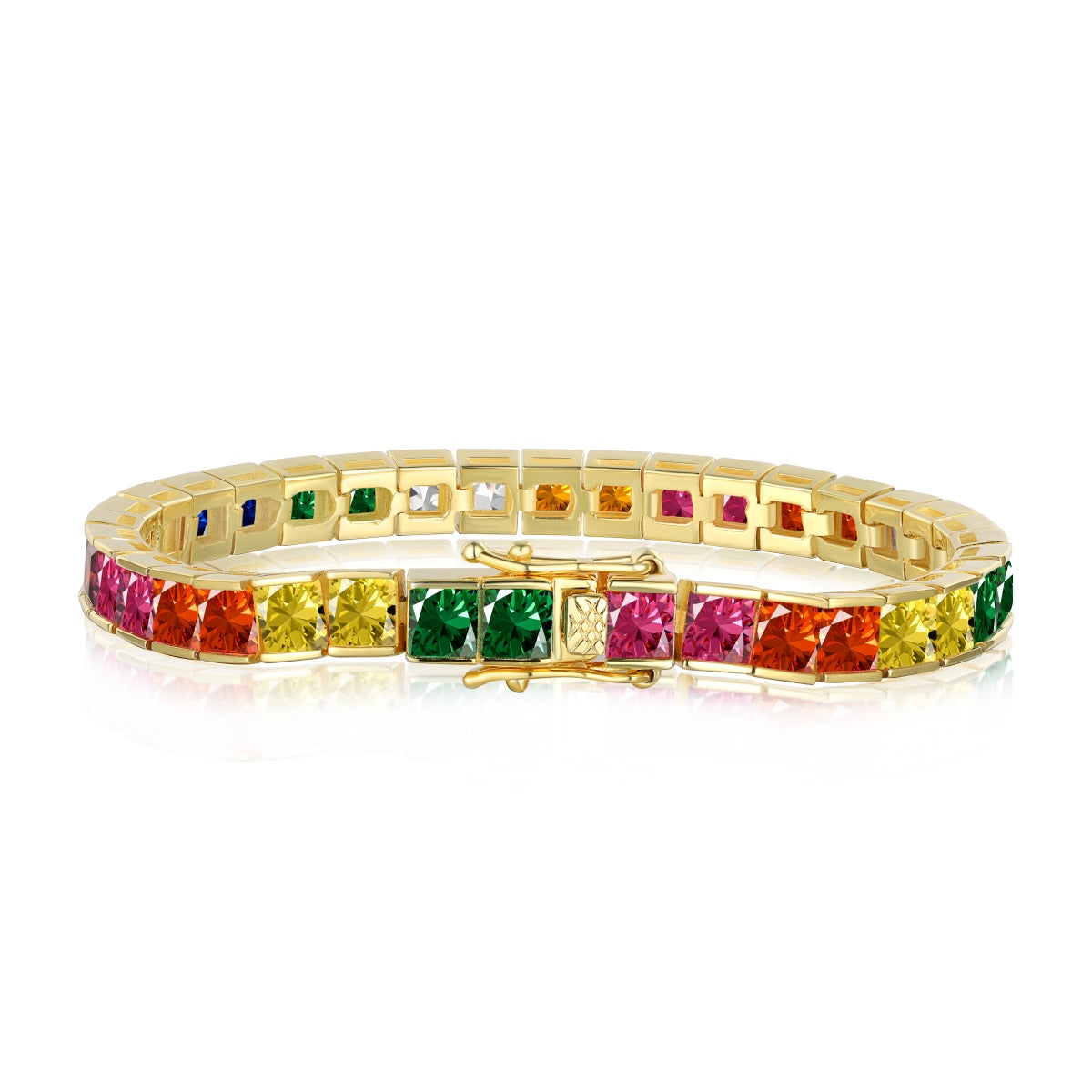 [select Jewelry]Radiant Colorful Princess Cut Tennis Bracelet