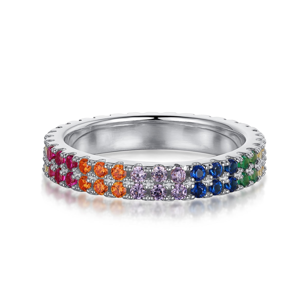 [select Jewelry]Unique Colorful Round Cut Tennis Ring