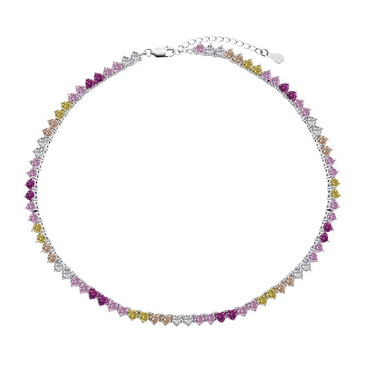 [select Jewelry]Sparkling Colorful Full Heart Tennis Necklace