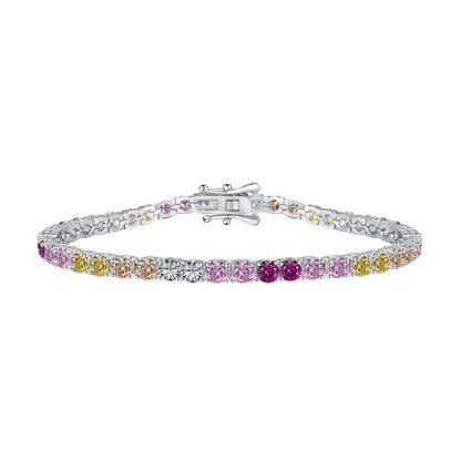 [select Jewelry]Radiant Colorful Round Cut Tennis Bracelet