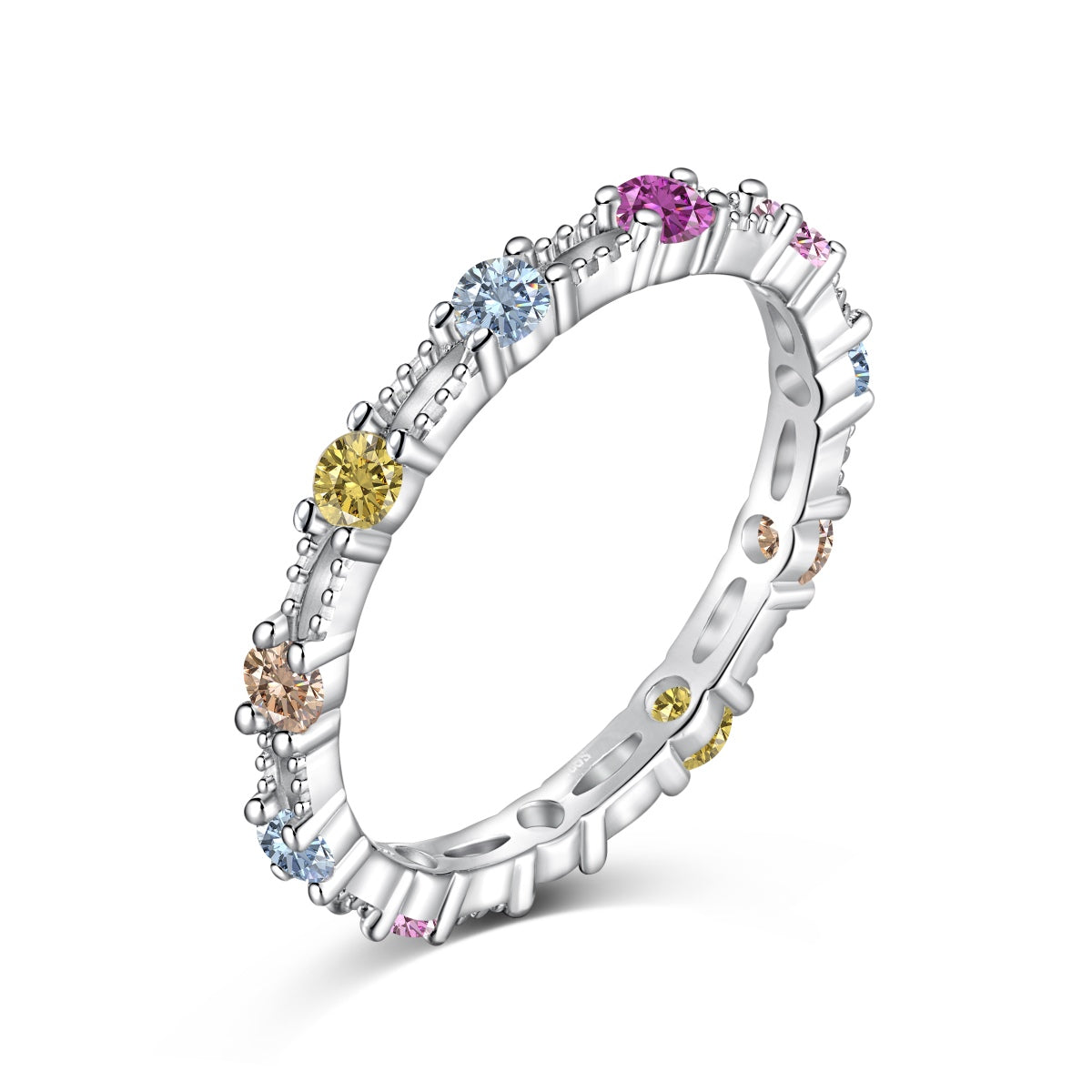 [select Jewelry]Sparkling Colorful Round Cut Tennis Ring