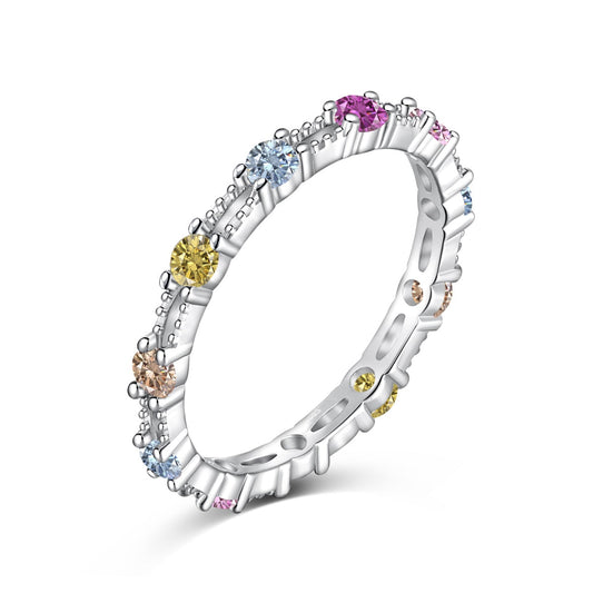 [select Jewelry]Sparkling Colorful Round Cut Tennis Ring