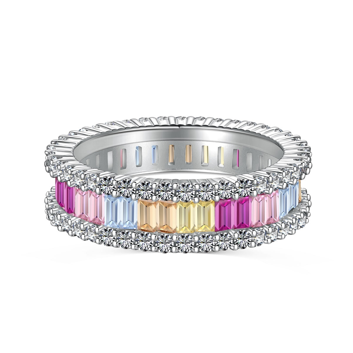 [select Jewelry]Dainty Kaleidoscopic Emerald Cut Daily Ring