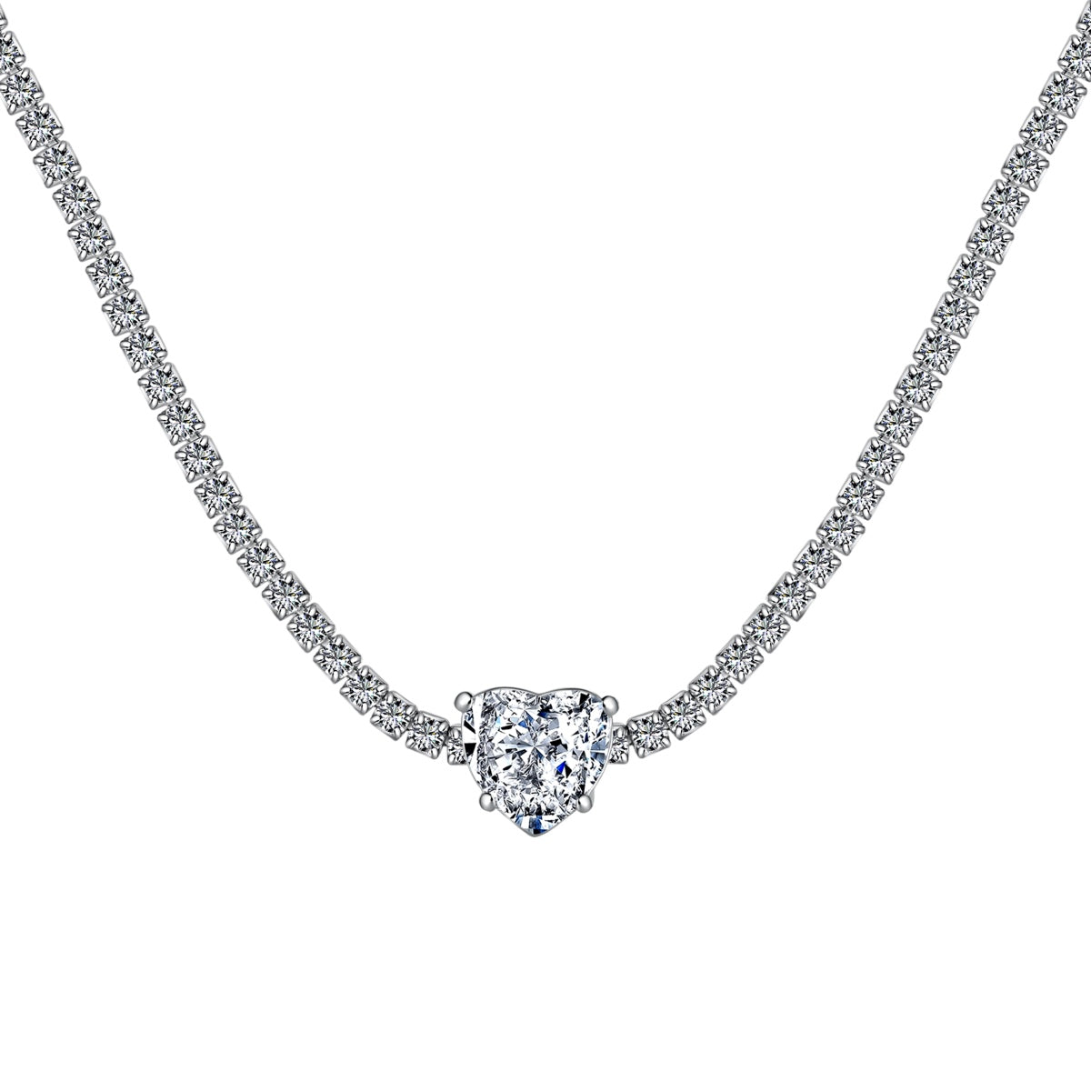 [select Jewelry]2.0 Carat Sparkling Tennis Heart Cut Necklace