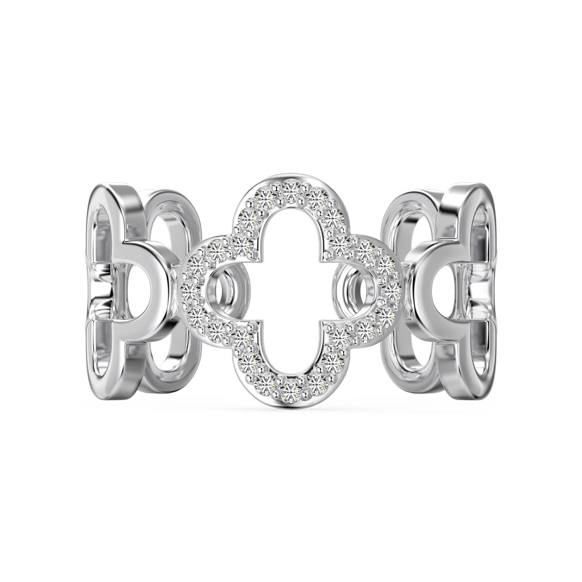 [select Jewelry]Hollow Design Four-Leaf Clover Flower Shape Ring