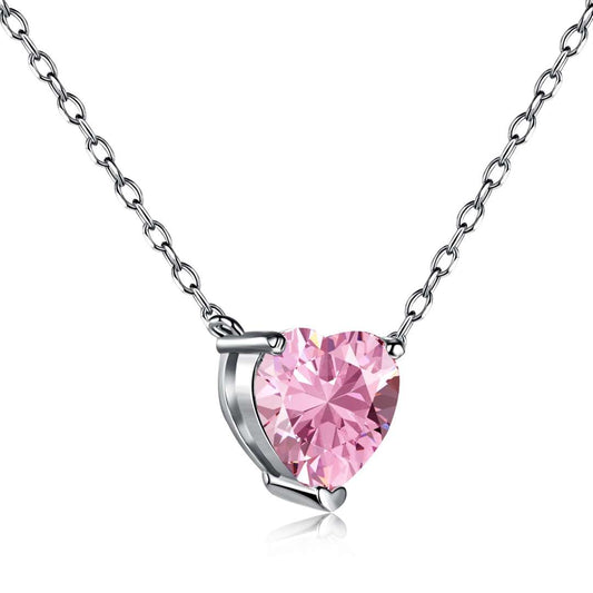 [select Jewelry]Heart Shape Main Stone Pendant Collarbone Necklace