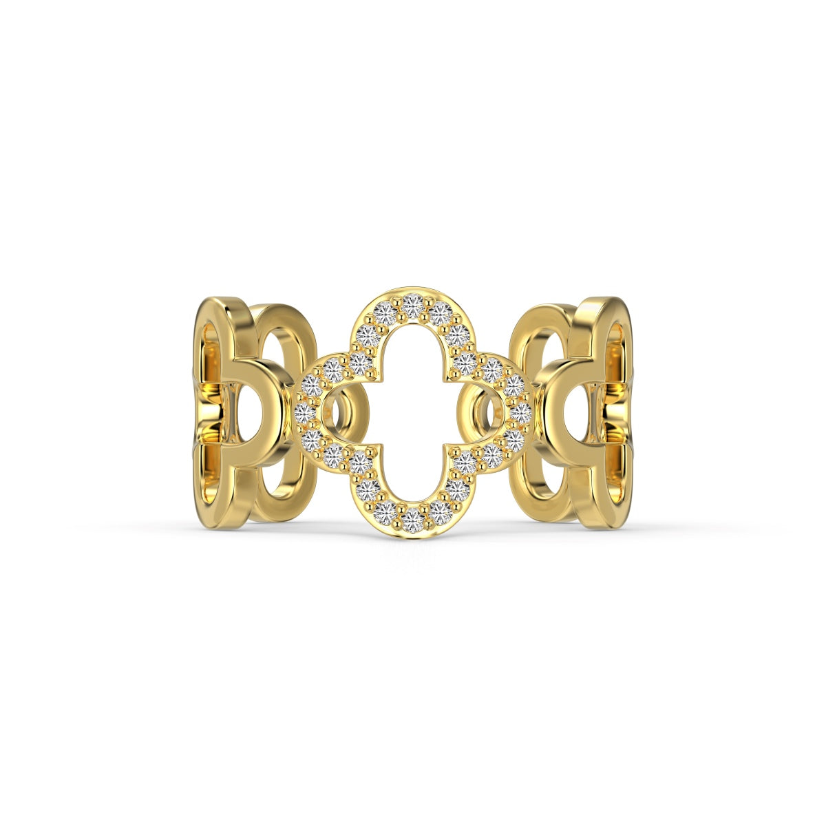 [select Jewelry]Hollow Design Four-Leaf Clover Flower Shape Ring