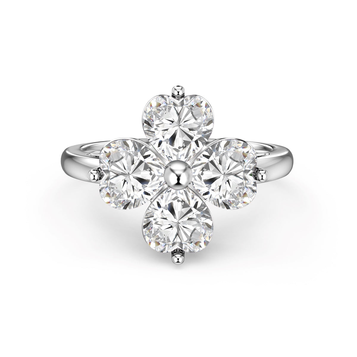[select Jewelry]Heart-shaped Four-Leaf Clover Ball Ring