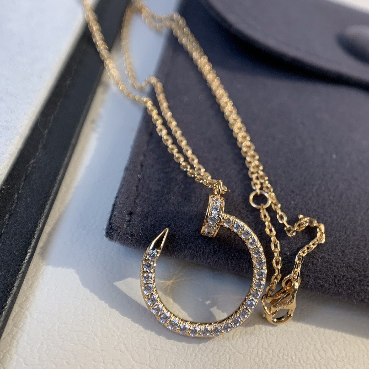 [Select]JUSTE NECKLACE PINK GOLD DIAMONDS