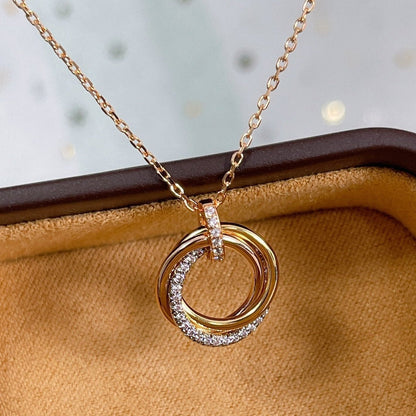 [Select]TRINITY NECKLACE SILVER GOLD PINK GOLD DIAMONDS