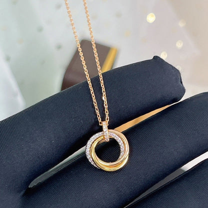 [Select]TRINITY NECKLACE SILVER GOLD PINK GOLD DIAMONDS