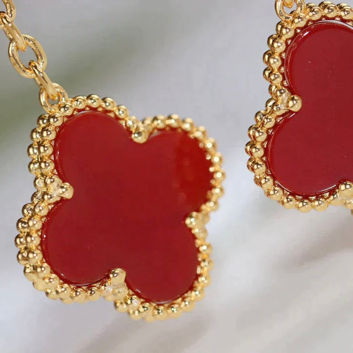 [Select]CLOVER  2 MOTIF  TIGER EYE CARNELIAN EARRINGS