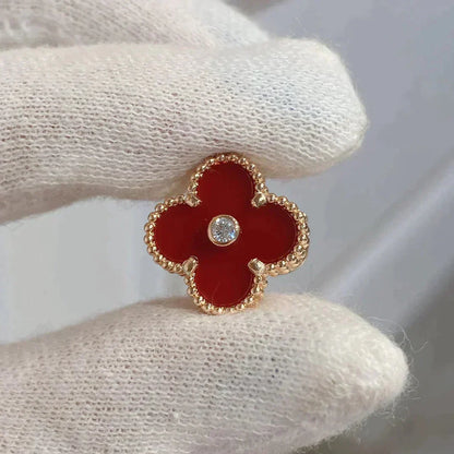 [Select]CLOVER MEDIUM 1 MOTIFS CARNELIAN  DIAMOND earrings