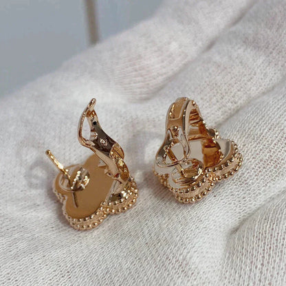 [Select]CLOVER MEDIUM 1 MOTIFS CARNELIAN  DIAMOND earrings