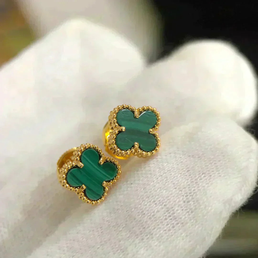 [Select]CLOVER MINI 9.5MM MALACHITE  EARRINGS