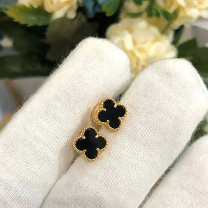 [Select]CLOVER MINI 9.5MM BLACK MOP EARRINGS