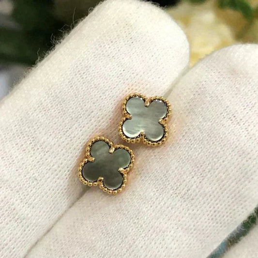 [Select]CLOVER MINI 9.5MM GRAY MOP EARRINGS