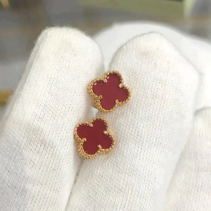 [Select]CLOVER MINI 9.5MM CARNELIAN EARRINGS