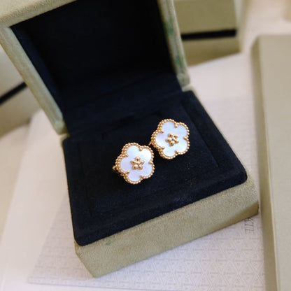 [Select]LUCKY PINK GOLD WHITE MOP EARRINGS